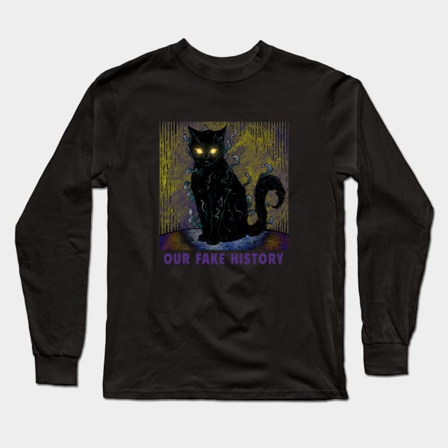 Evil Black Cat Long Sleeve T-Shirt by Our Fake History